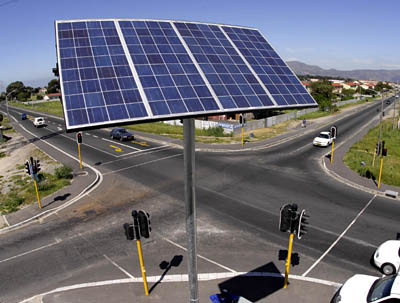 traffic light with solar panel