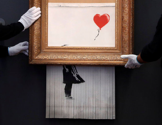 OMG: Self-shredding Banksy painting goes on display in Germany